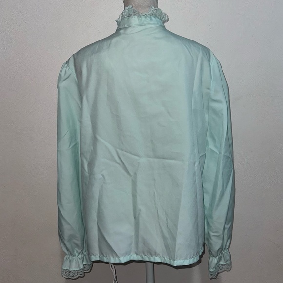 Vintage Mint Ruffled Lace Trim Top - Picture 6 of 11